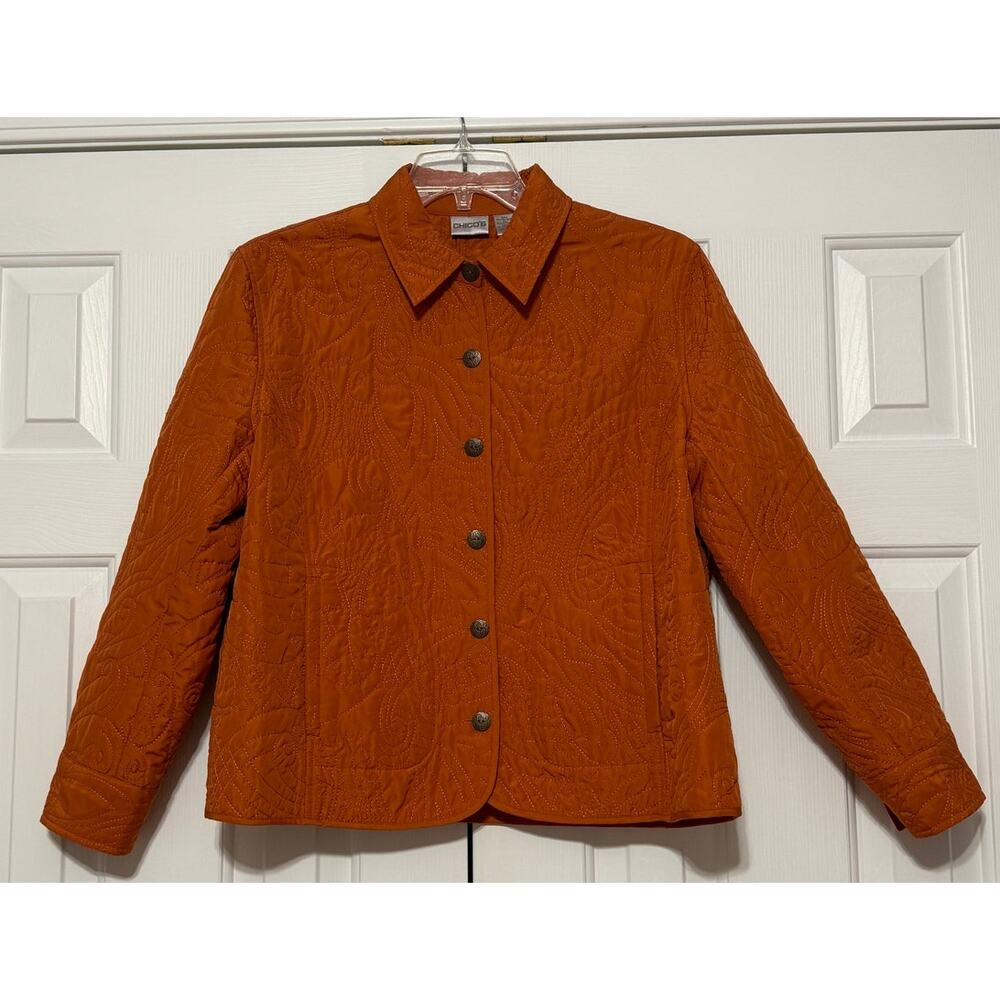 Vintage Chico's Quilted Patterned Button Up Jacket, Size 2